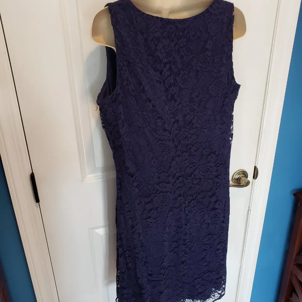 Navy Blue Lace Cocktail Dress - Picture 5 of 7